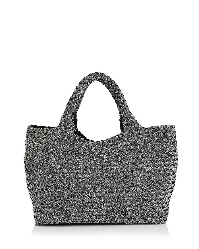 Naghedi St. Barths Small Woven Tote In Chrome