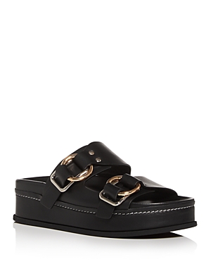 3.1 Phillip Lim Black Freida Double Buckle Platform Sandals In Black