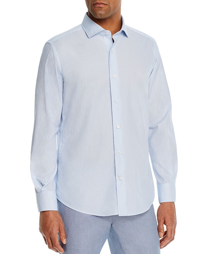 Dylan Gray Dobby Striped Classic Fit Shirt In Navy / Light Blue