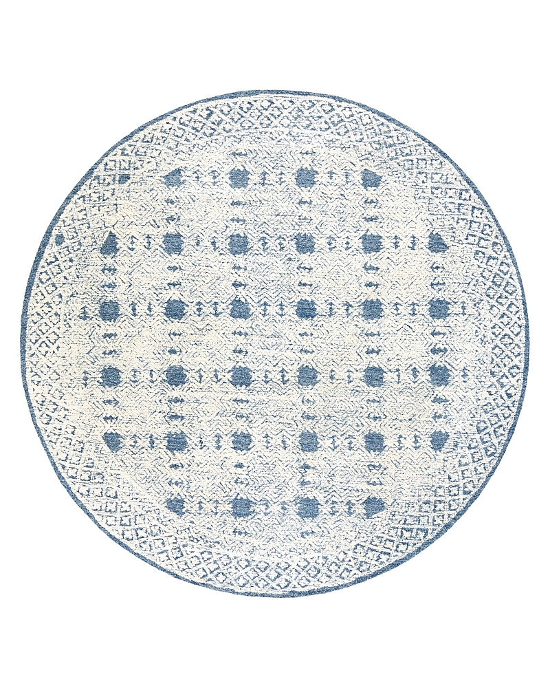Surya Louvre Lou-2300 Round Area Rug, 8' Round In Navy/cream/ice Blue