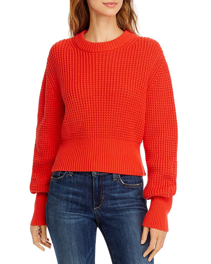 FRENCH CONNECTION Luna Mozart Waffle-Knit Cotton Sweater | Bloomingdale's