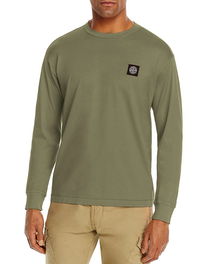 Stone Island Cotton Solid Logo-patch Tee In Olive