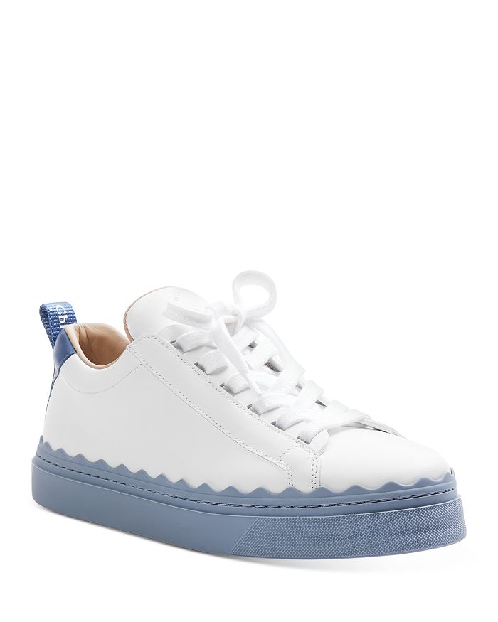 Chloé Chloe White And Blue Lauren Sneakers In Stormy Blue
