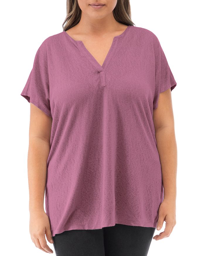 B Collection By Bobeau Curvy Holland Pleat-back Knit Top In Cassis