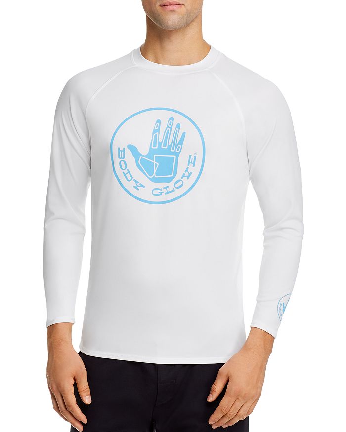 Body Glove Logo Graphic Fitted Long-sleeve Rash Guard In White