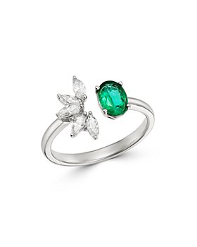Bloomingdale's - Emerald & Diamond Statement Ring in 14K White Gold - 100% Exclusive