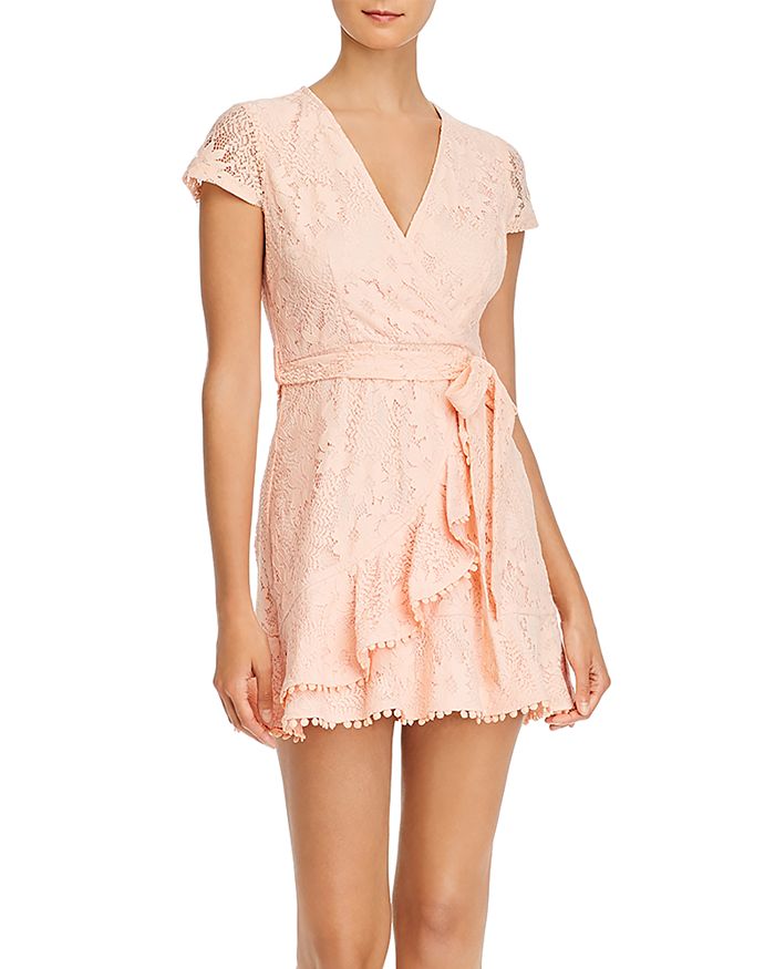Aqua Lace Ruffled Faux-wrap Dress - 100% Exclusive In Blush