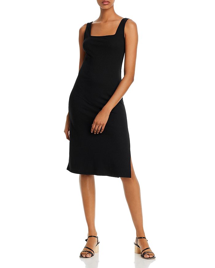 Aqua Sleeveless Ribbed-knit Midi Dress - 100% Exclusive In Black