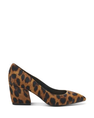 animal print block heel pumps