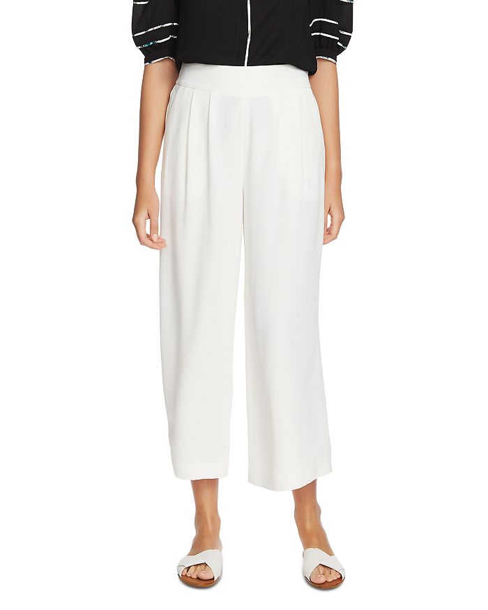 1.state Wide Leg Crepe Trousers In Soft Ecru