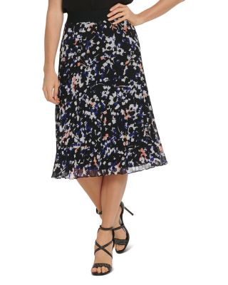 dkny printed pleated skirt