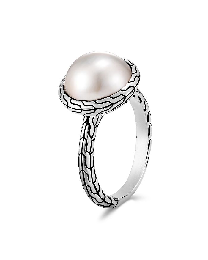 JOHN HARDY STERLING SILVER CLASSIC CHAIN MABE CULTURED FRESHWATER PEARL RING,RB900005X6