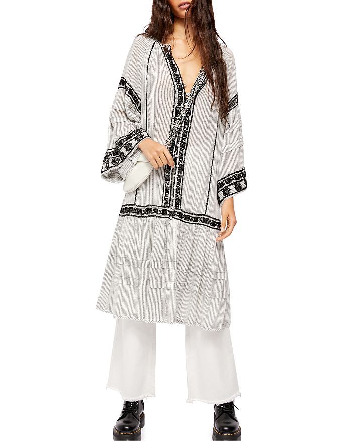 FREE PEOPLE VAGABOND COTTON EMBROIDERED TUNIC,OB1089493