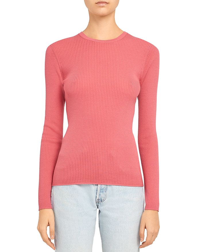 Theory Mirzi Regal Wool Ribbed Sweater In Watermelon