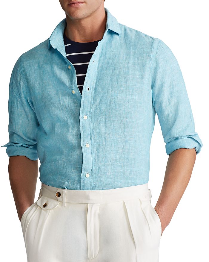 Polo Ralph Lauren Linen Classic Fit Button-down Shirt In Turquoise Blue