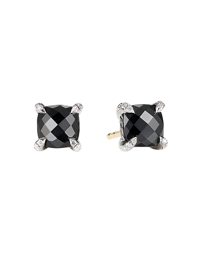 David Yurman Chatelaine Stud Earrings with Black Onyx and Diamonds