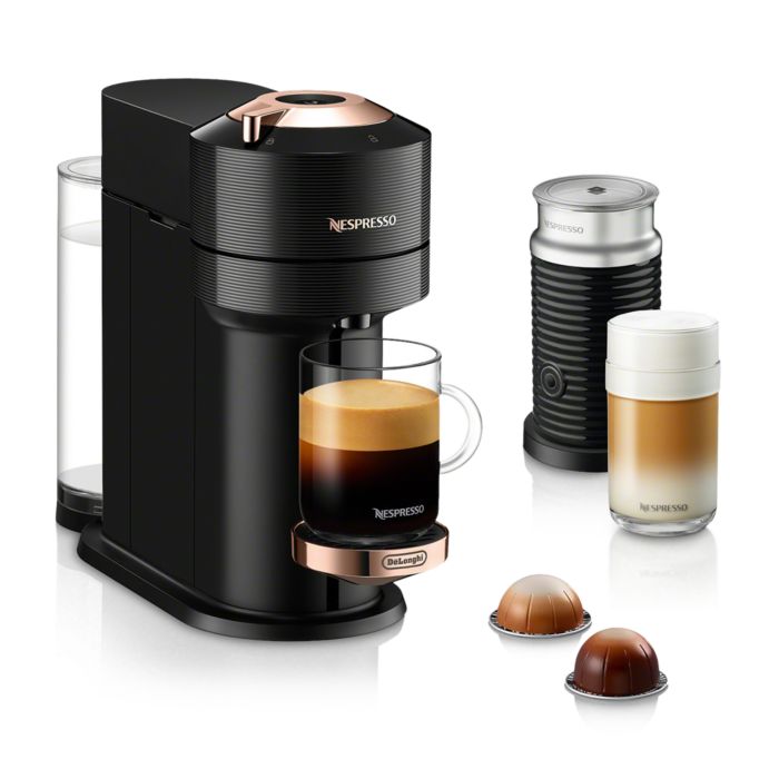 Nespresso Vertuo Next Premium Coffee and Espresso Maker by DeLonghi with Aeroccino Milk Frother, Black Rose Gold    | Bloomingdale's