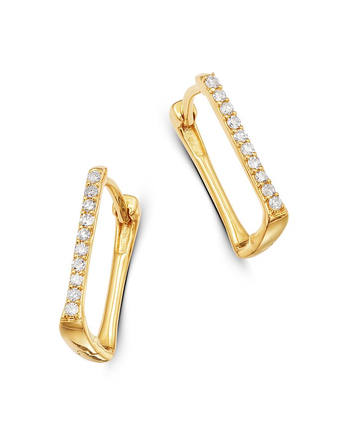 Moon & Meadow 14K Yellow Gold Diamond Square Huggie Hoop Earrings - 100 ...