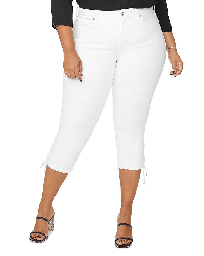 Nydj Plus Capri Jeans With Drawcord Hem In Optic White