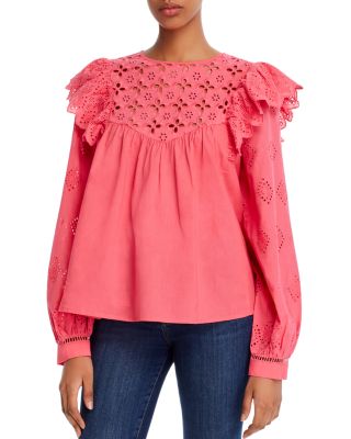 aqua ruffled lace top