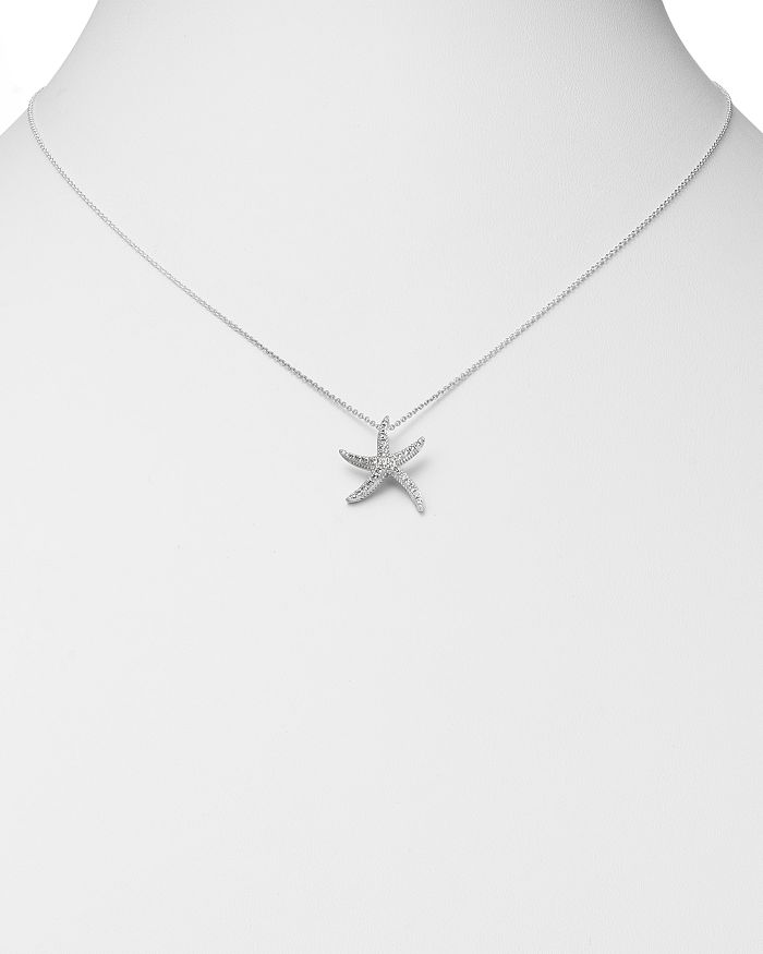Shop Bloomingdale's Diamond Pave Starfish Pendant Necklace In 14k White Gold, 18, 0.10 Ct. T.w. - 100% Exclusive