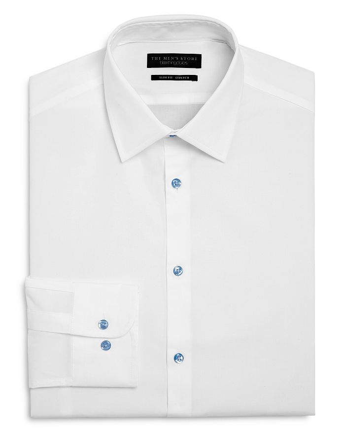 Shop The Men's Store At Bloomingdale's Solid Stretch Slim Fit Dress Shirt - 100% Exclusive In White