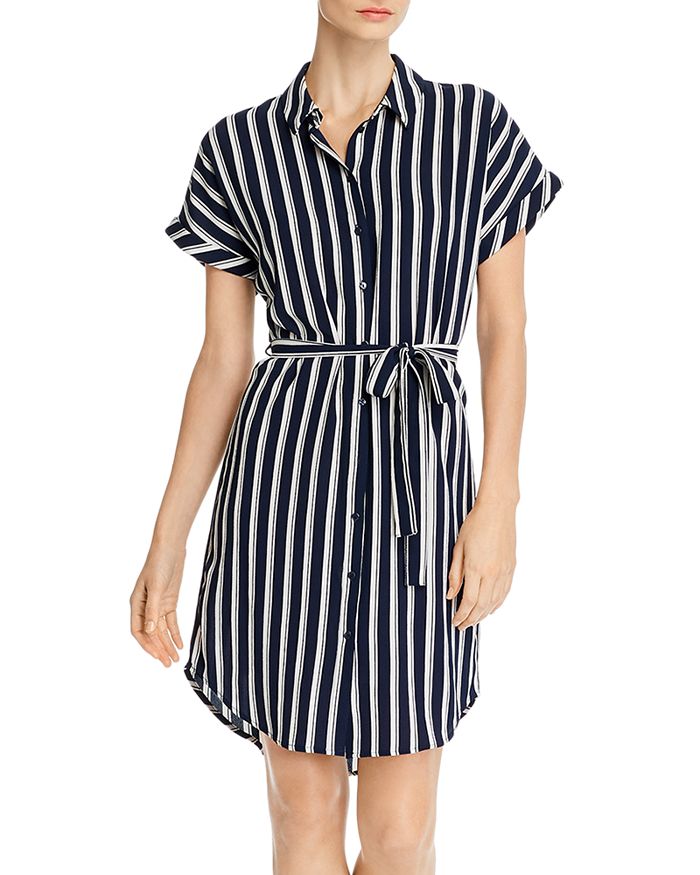 Vero Moda Sasha Striped Shirtdress In Navy Blazer/white Stripe