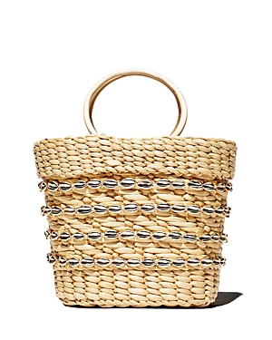 Poolside Embellished Mini Tote In Natural/gold Shell