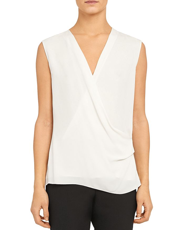 Theory Silk Draped Shell In Ivory ModeSens