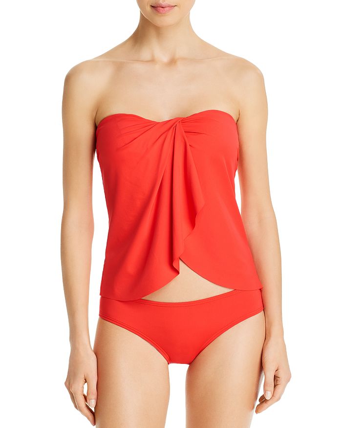 Vince Camuto Draped Bandeau Tankini Top In Poppy