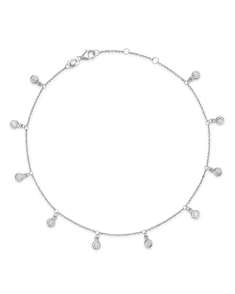 Bloomingdale's Fine Collection Diamond Bezel Droplet Ankle Bracelet in 14K White Gold, 0.50 tcw