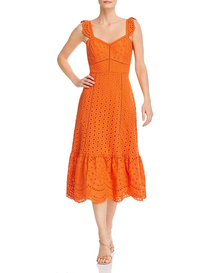 Parker Genevieve Eyelet Embroidered Dress In Amber