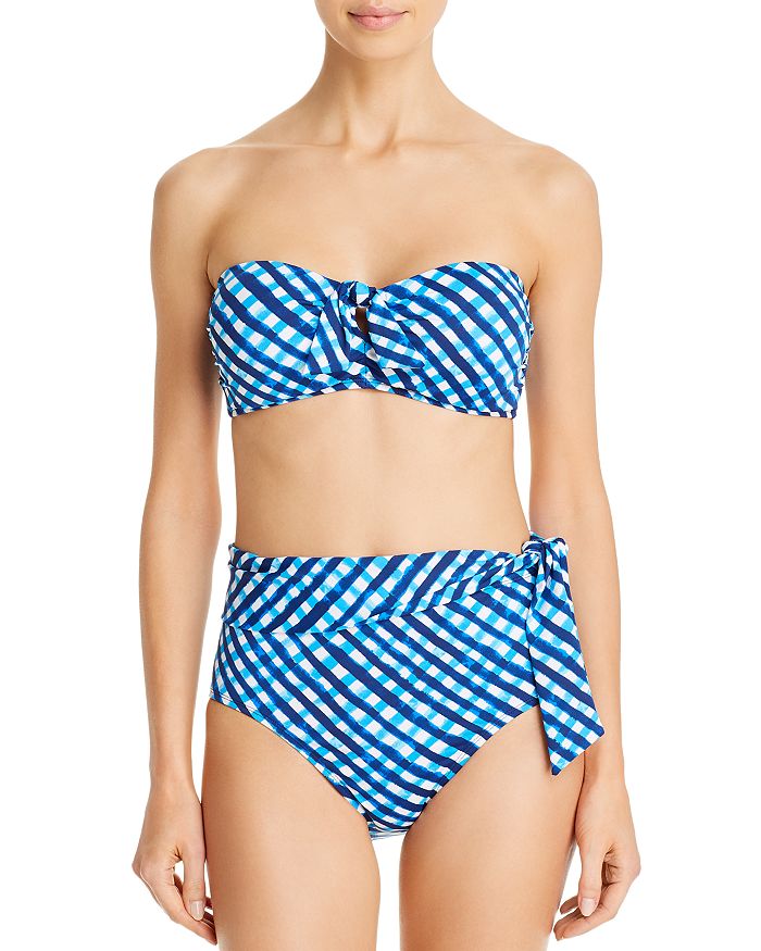 Tommy Bahama Gingham Printed Bandeau Bikini Top Gingham Printed