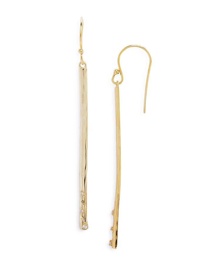 Argento Vivo Cubic Zirconia Hammered Bar Drop Earrings In Gold