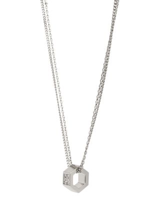 ALLSAINTS - Pav&eacute; Hexagon Pendant Necklace, 20"-23"