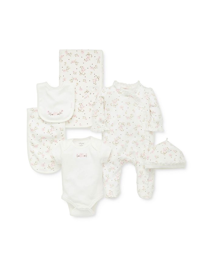 Little Me Kids' Girls' Vintage Rose Cotton Gift Set - Baby In White/pink Floral