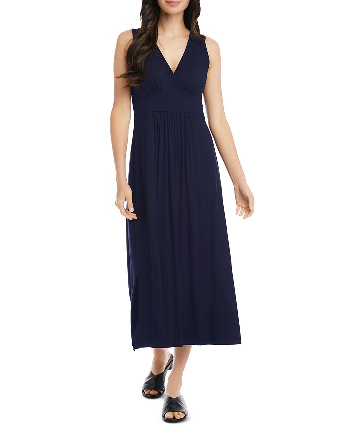 Shop Karen Kane V-neck Midi Dress In Navy