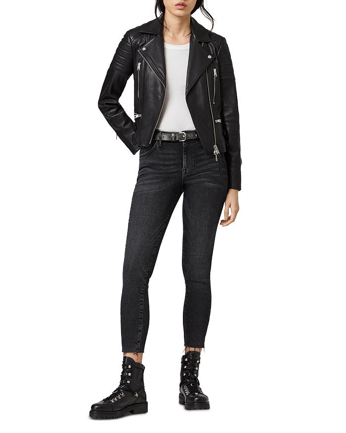 Allsaints Vela Leather Biker Jacket Black Photos