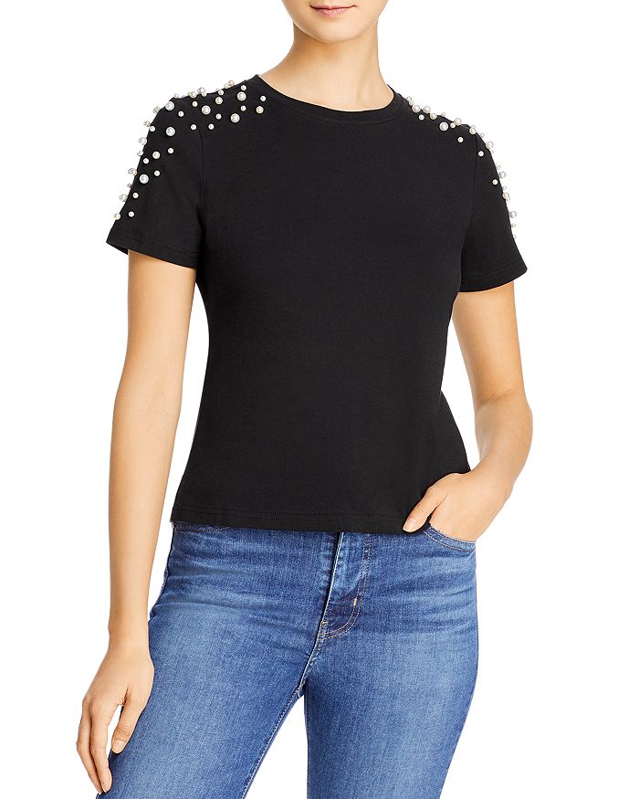 Lucy Paris Pearl Embellished T-shirt - 100% Exclusive In Black