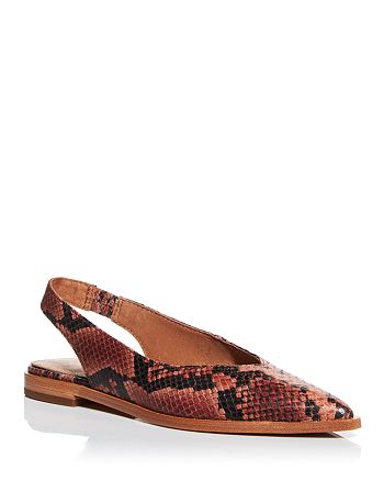 snakeskin slingback flats