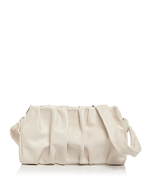 Elleme Vague Pleated Leather Clutch In White