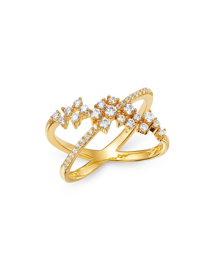 Bloomingdale's Diamond Crossover Cluster Ring In 14k Yellow Gold, 0.45 Ct. T.w. - 100% Exclusive In White/gold