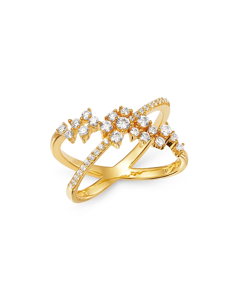 Bloomingdale's Diamond Crossover Cluster Ring In 14k Yellow Gold, 0.45 Ct. T. W. - Exclusive In White/gold