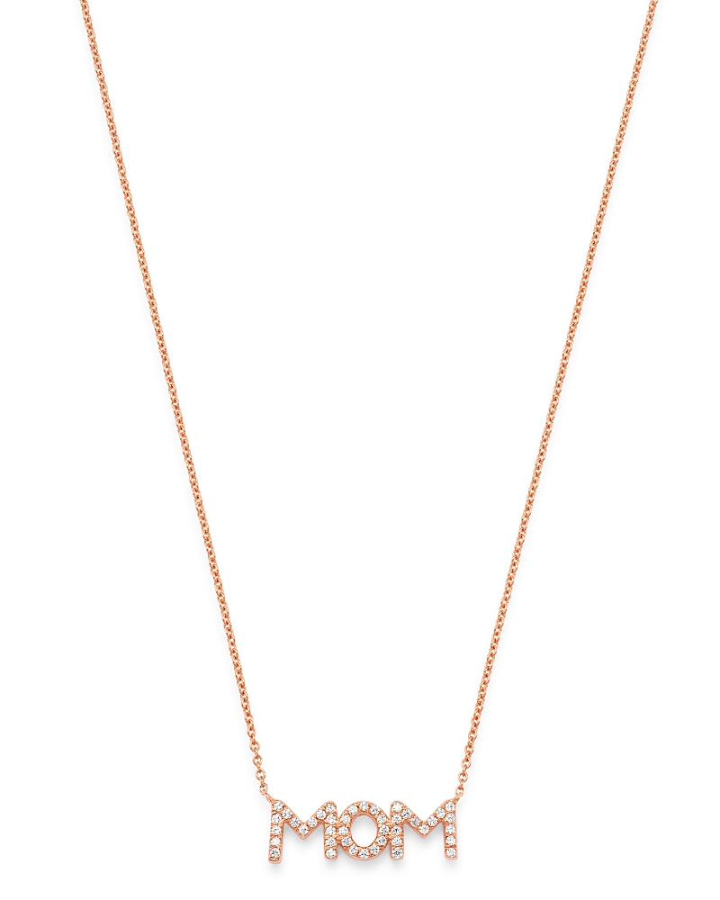 Bloomingdale's Fine Collection Diamond Mom Pendant Necklace in 14K Rose Gold, 0.08 tcw