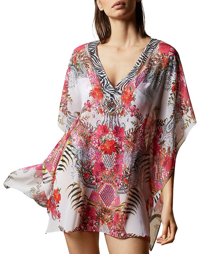 TED BAKER ORRINA SAMBA PRINT V-NECK COVER-UP 242952IVORY