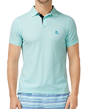 Shop Tom & Teddy Cotton Pique Slim Fit Polo Shirt In Whisper Blue