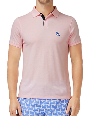 Shop Tom & Teddy Cotton Pique Slim Fit Polo Shirt In Pastel Pink