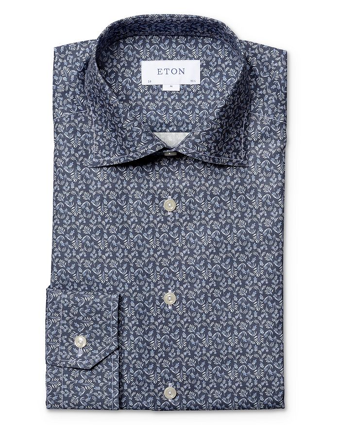 Eton Lightweight Leaf Print Slim Fit Dress Shirt | Bloomingdale's