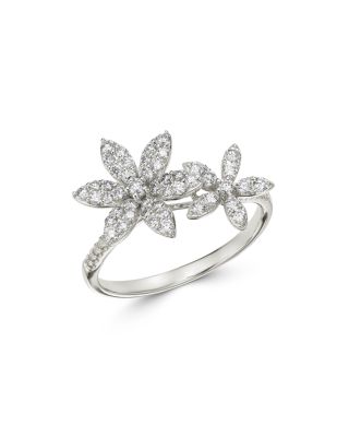 Bloomingdale's Fine Collection - Diamond Double Flower Statement Ring in 14K White Gold, 0.55 tcw