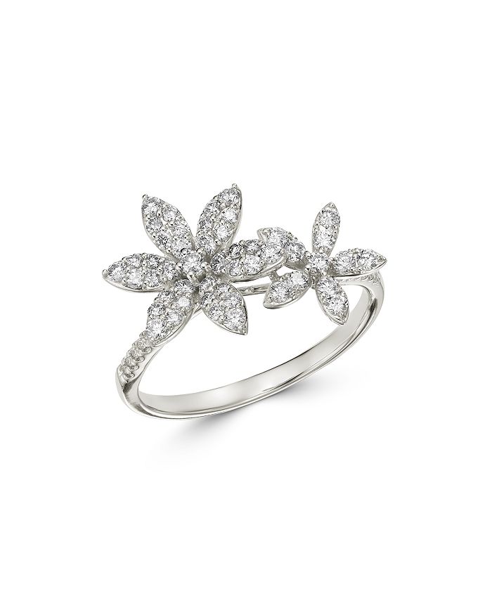 Bloomingdale's Diamond Double Flower Statement Ring In 14k White Gold, 0.55 Ct. T.w. - 100% Exclusive